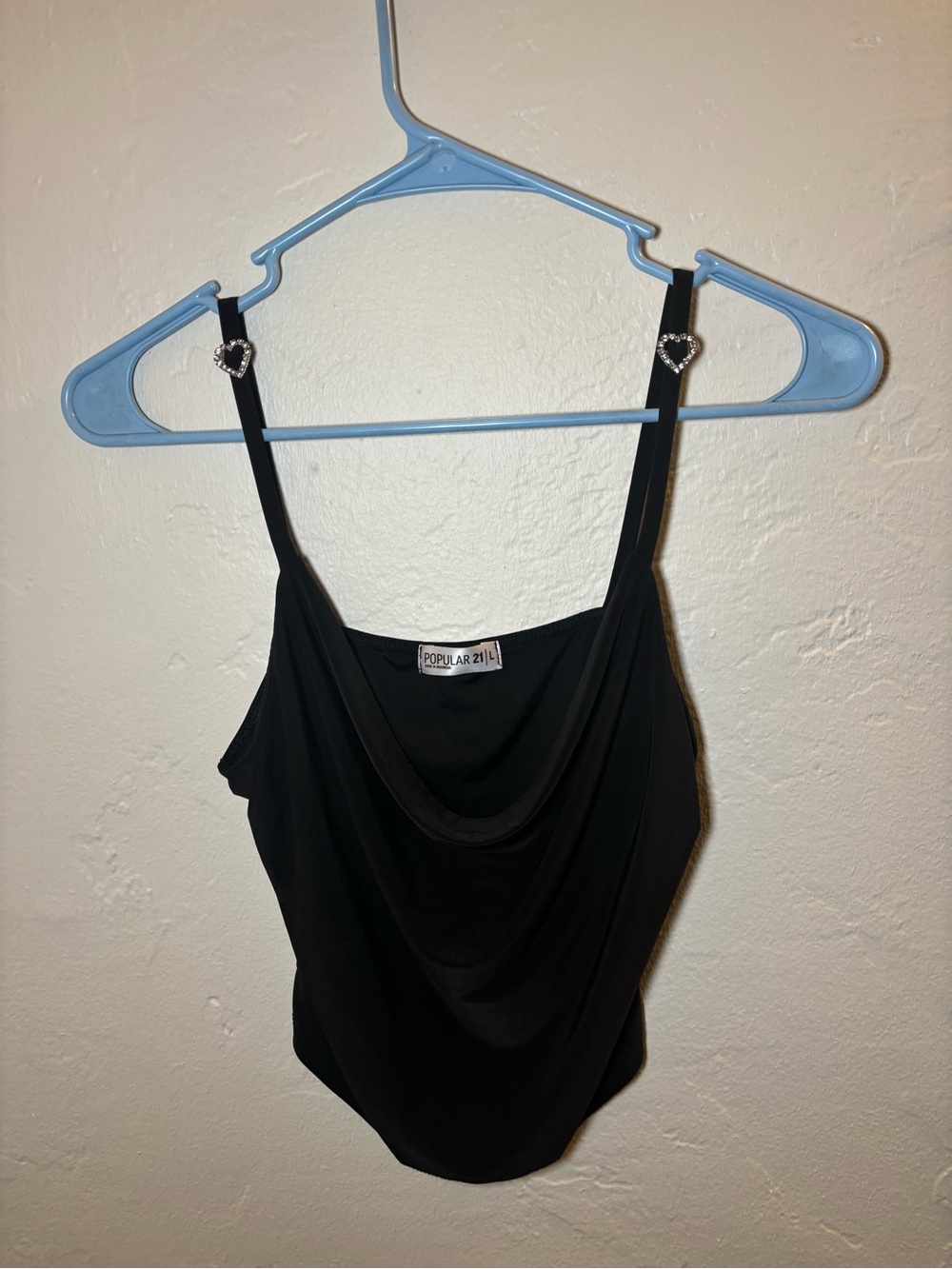 Black Draped Cowl Neck Tank Top